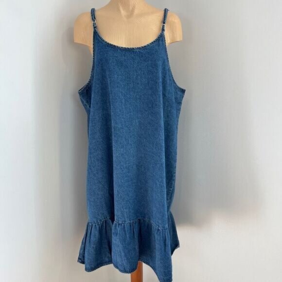 Vintage Dresses & Skirts - Blue Denim Midi Dress